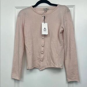Pale pink 100% cashmere cardigan with pearl buttons
